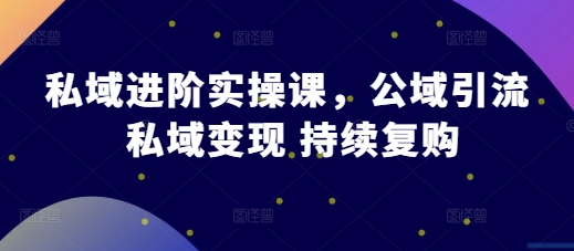 私域进阶实操课，公域引流 私域变现 持续复购-乐码云集