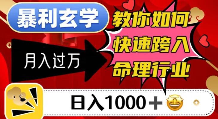 暴利玄学，教你如何快速跨入命理行业，日入1000＋月入过万-乐码云集