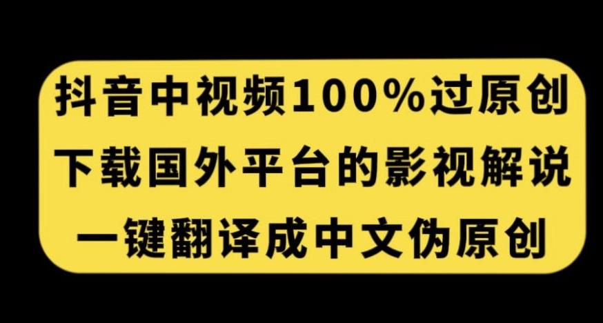 抖音中视频百分百过原创，下载国外平台的电影解说，一键翻译成中文获取收益-乐码云集