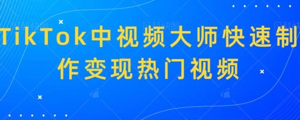 TikTok中视频大师快速制作变现热门视频-乐码云集