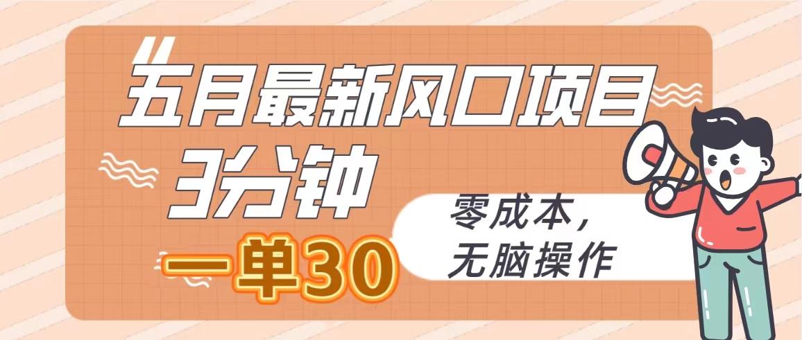 五月最新风口项目，3分钟一单30，零成本，无脑操作-乐码云集