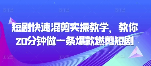 短剧快速混剪实操教学，教你20分钟做一条爆款燃剪短剧-乐码云集