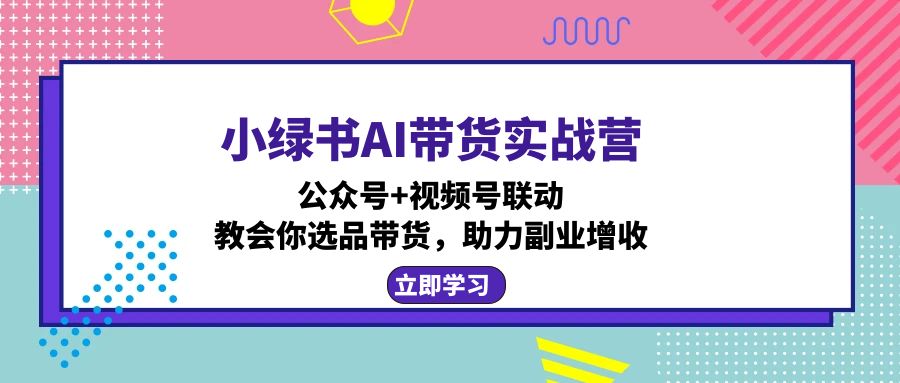 小绿书AI带货实战营：公众号+视频号联动，教会你选品带货，助力副业增收-乐码云集