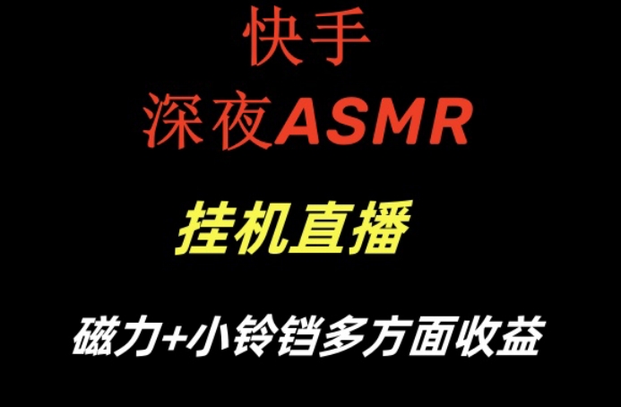 快手深夜ASMR挂机直播，磁力+小铃铛收益(附带工具和5G素材)【揭秘】-乐码云集