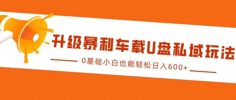 升级暴利车载U盘私域玩法，0基础小白也能轻松日入多张【揭秘】-乐码云集