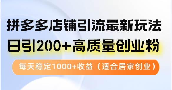 拼多多店铺引流最新玩法，日引200+高质量创业粉，每天稳定1000+收益(...-乐码云集