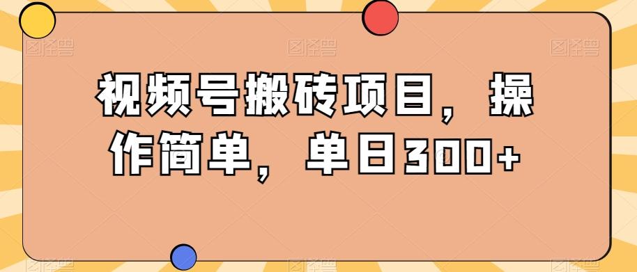 视频号搬砖项目，操作简单，单日300+-乐码云集