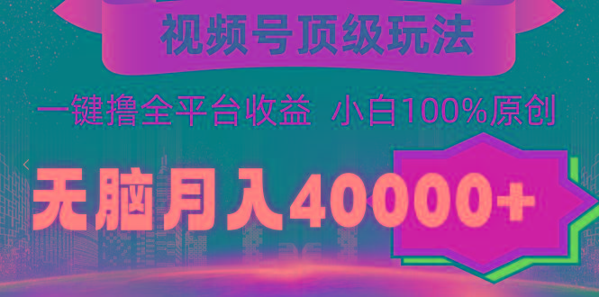 (9281期)视频号顶级玩法，无脑月入40000+，一键撸全平台收益，纯小白也能100%原创-乐码云集