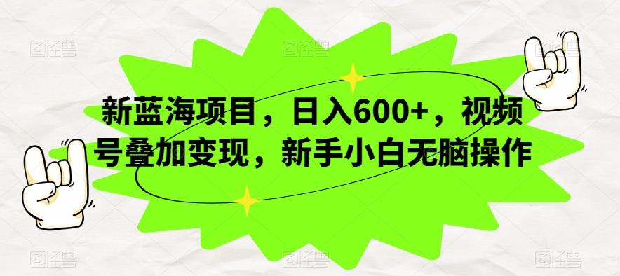 新蓝海项目，日入600+，视频号叠加变现，新手小白无脑操作【揭秘】-乐码云集
