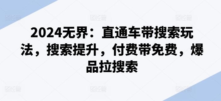 2024无界：直通车带搜索玩法，搜索提升，付费带免费，爆品拉搜索-乐码云集