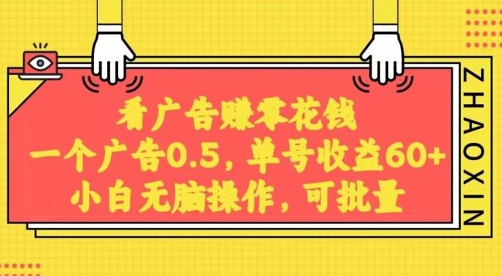无脑看广告获取收益，一条广告0.5，日稳定60-100+，可批量放大，超级稳定-乐码云集