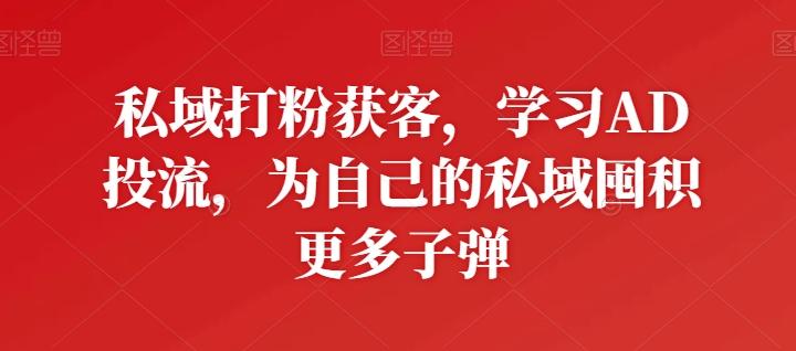 私域打粉获客，学习AD投流，为自己的私域囤积更多子弹-乐码云集
