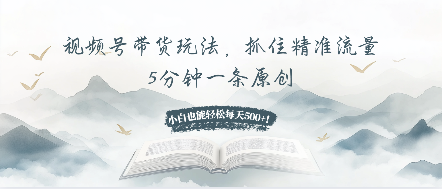 视频号带货玩法，抓住精准流量，5分钟一条原创，小白也能轻松每天500+！-乐码云集