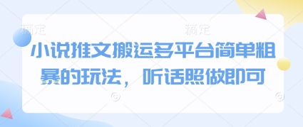 小说推文搬运多平台简单粗暴的玩法，听话照做即可-乐码云集