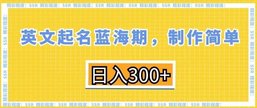 英文起名蓝海期，制作简单，日入300+【揭秘】-乐码云集