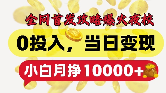 全网首发爆火夜校，0投入，当日变现，小白轻松月入1w+【揭秘】-乐码云集