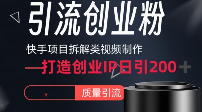 快手项目拆解类视频详细制作流程打造个人IP，单日引流200+高质量创业粉【揭秘】-乐码云集