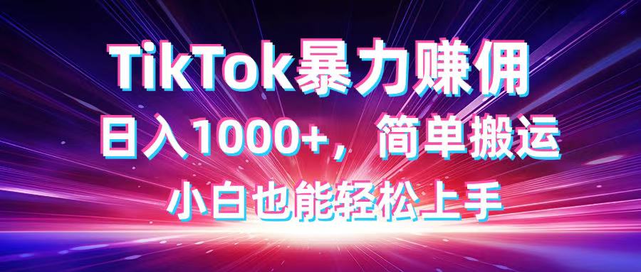 TikTok搬运暴力赚佣，日入1000+，简单搬运，小白也能轻松上手-乐码云集