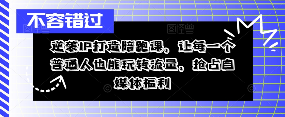 逆袭IP打造陪跑课，让每一个普通人也能玩转流量，抢占自媒体福利-乐码云集