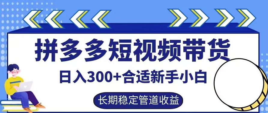 拼多多短视频带货日入300+有长期稳定被动收益，合适新手小白【揭秘】-乐码云集