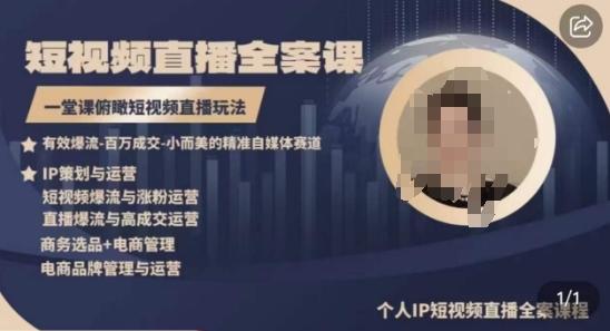 高品质IP短视频直播全案课程，一堂课俯瞰短视频直播玩法-乐码云集