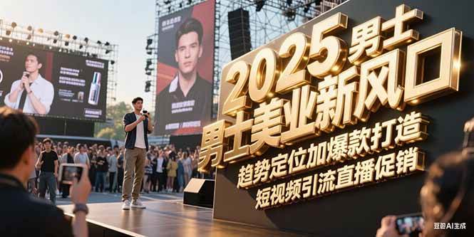 2025男士美业新风口,趋势定位加爆款打造,短视频引流直播促销-乐码云集