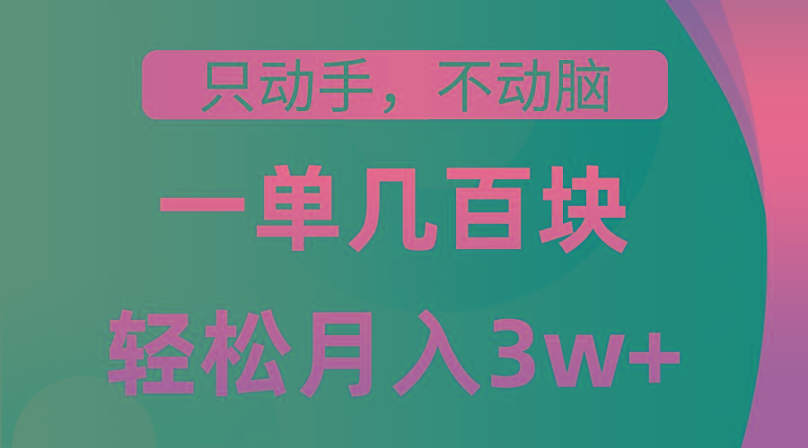 只动手不动脑，一单几百块，轻松月入3w+，看完就能直接操作，详细教程-乐码云集