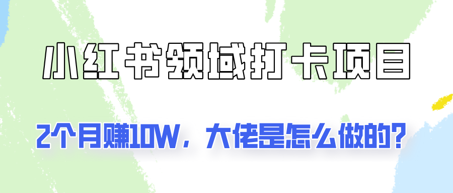 通过小红书领域打卡项目2个月赚10W，大佬是怎么做的？-乐码云集
