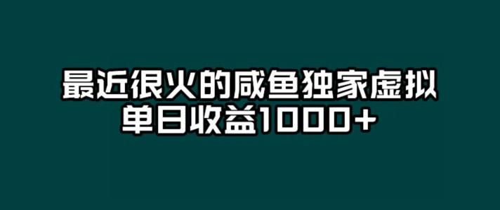 最近很火的咸鱼独家虚拟，单日收益1000+-乐码云集