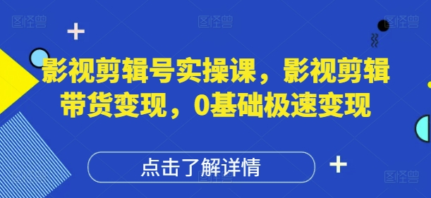 影视剪辑号实操课，影视剪辑带货变现，0基础极速变现-乐码云集