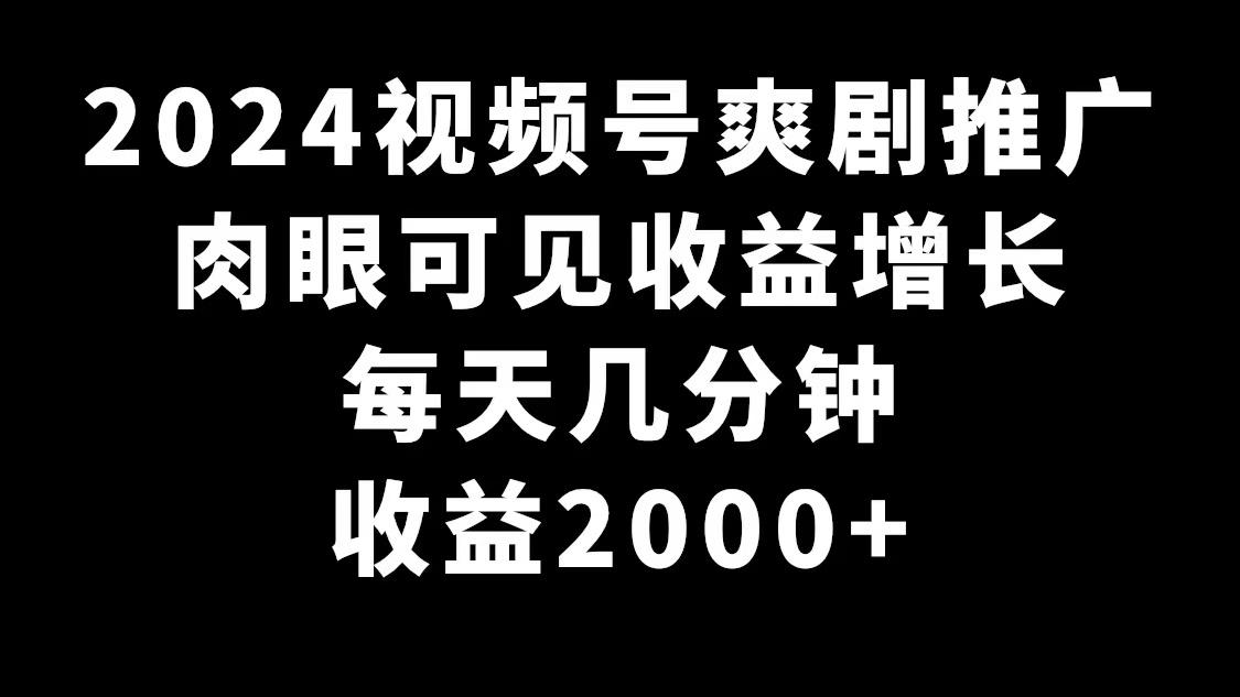2024视频号爽剧推广，肉眼可见的收益增长，每天几分钟收益2000+-乐码云集