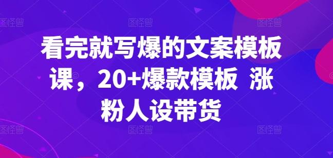 看完就写爆的文案模板课，20+爆款模板  涨粉人设带货-乐码云集