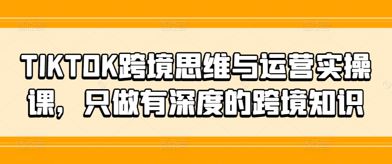 TIKTOK跨境思维与运营实操课，只做有深度的跨境知识-乐码云集