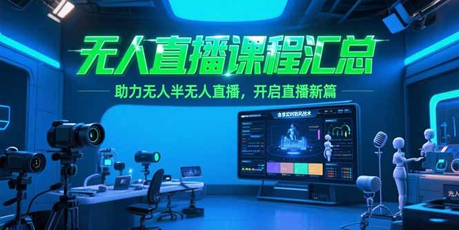 无人直播课程汇总，含非实时防风技术，助力无人半无人直播，开启直播新篇-乐码云集