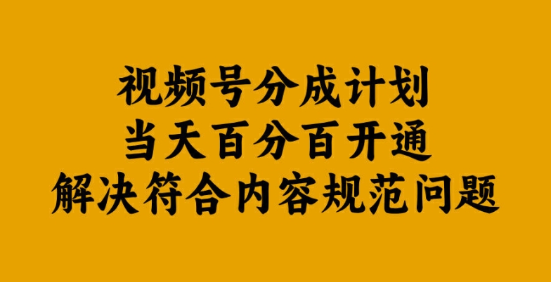 视频号分成计划当天百分百开通解决符合内容规范问题【揭秘】-乐码云集