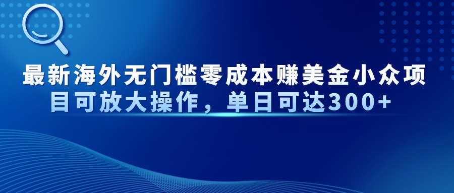 最新海外无门槛零成本赚美金小众项目可放大操作，单日可达300+-乐码云集