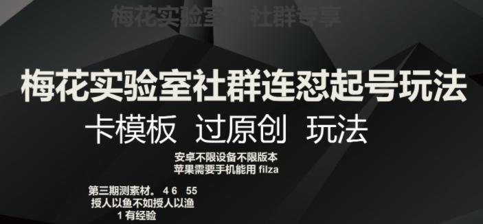 梅花实验室社群连怼起号玩法，卡模板过原创玩法【揭秘】-乐码云集