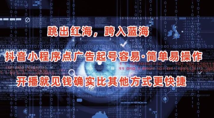 抖音小程序点广告项目，起号容易，简单易操作，开播就见有收益【揭秘】-乐码云集