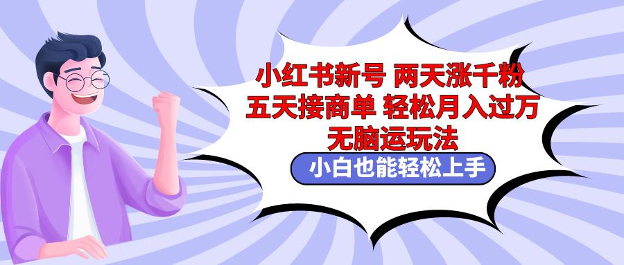 小红书新号两天涨千粉五天接商单轻松月入过万 无脑搬运玩法 小白也能轻…-乐码云集