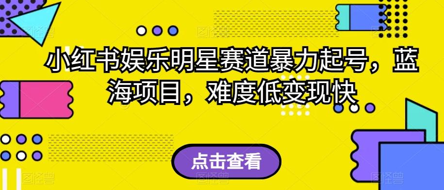 小红书娱乐明星赛道暴力起号，蓝海项目，难度低变现快【揭秘】-乐码云集