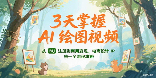 3天掌握AI绘图视频,从MJ 注册到商用变现,电商设计IP统一全流程攻略-乐码云集