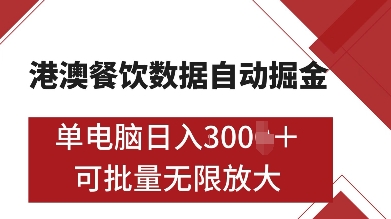 港澳餐饮数据全自动掘金，单电脑日入多张, 可矩阵批量无限操作【揭秘】-乐码云集
