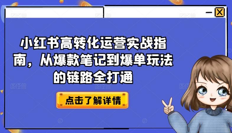 小红书高转化运营实战指南，从爆款笔记到爆单玩法的链路全打通-乐码云集
