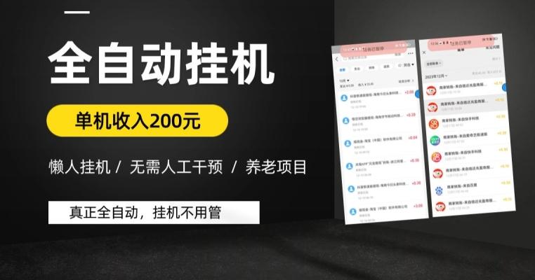 懒人挂机养老项目，全自动挂机无需人工看管，单机收入200元，可批量-乐码云集
