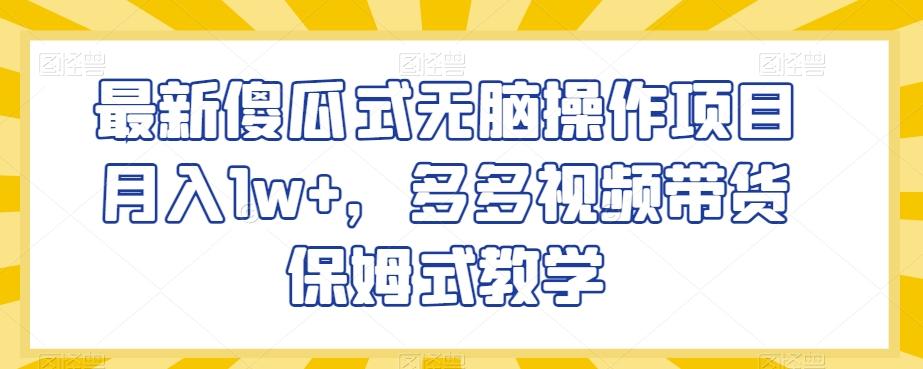 最新傻瓜式无脑操作项目月入1w+，多多视频带货保姆式教学【揭秘】-乐码云集