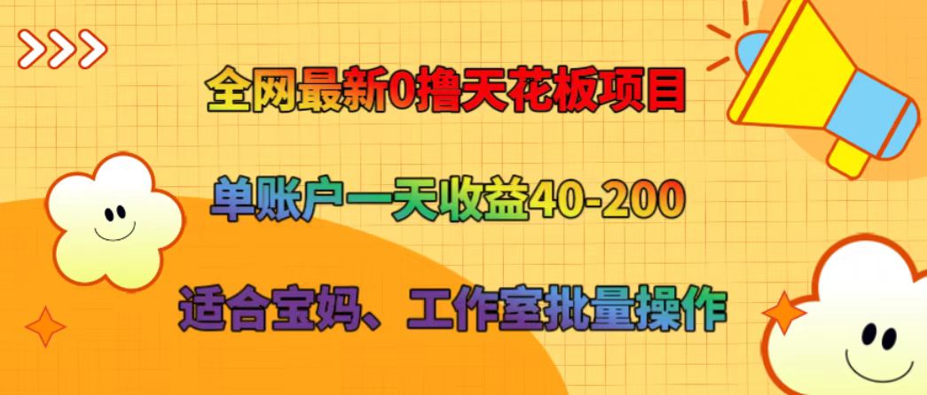 全网最新0撸天花板项目 单账户一天收益40-200 适合宝妈、工作室批量操作-乐码云集
