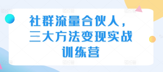 社群流量合伙人，三大方法变现实战训练营-乐码云集