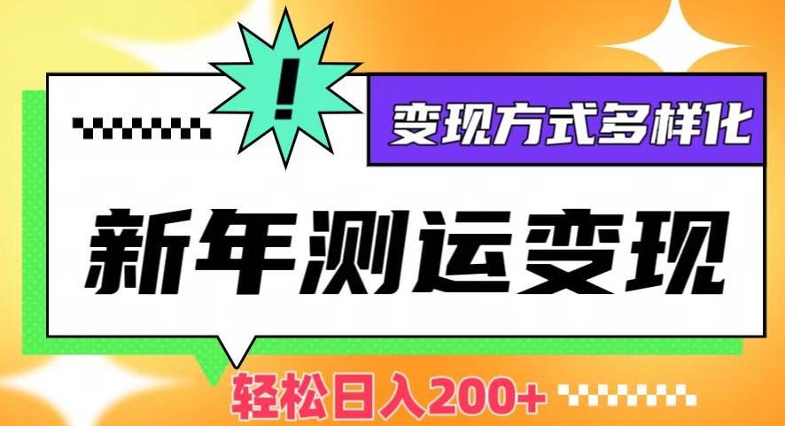 新年运势测试变现，日入200+，几分钟一条作品，变现方式多样化【揭秘】-乐码云集