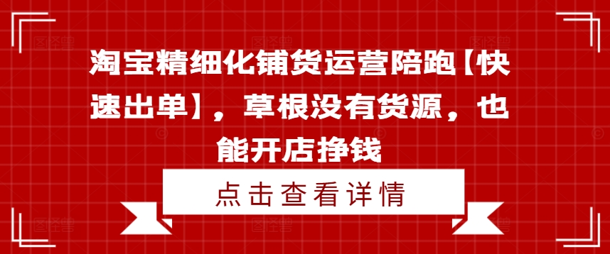 淘宝精细化铺货运营陪跑【快速出单】，草根没有货源，也能开店挣钱-乐码云集