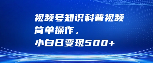 视频号知识科普视频，简单操作，小白日变现500+【揭秘】-乐码云集